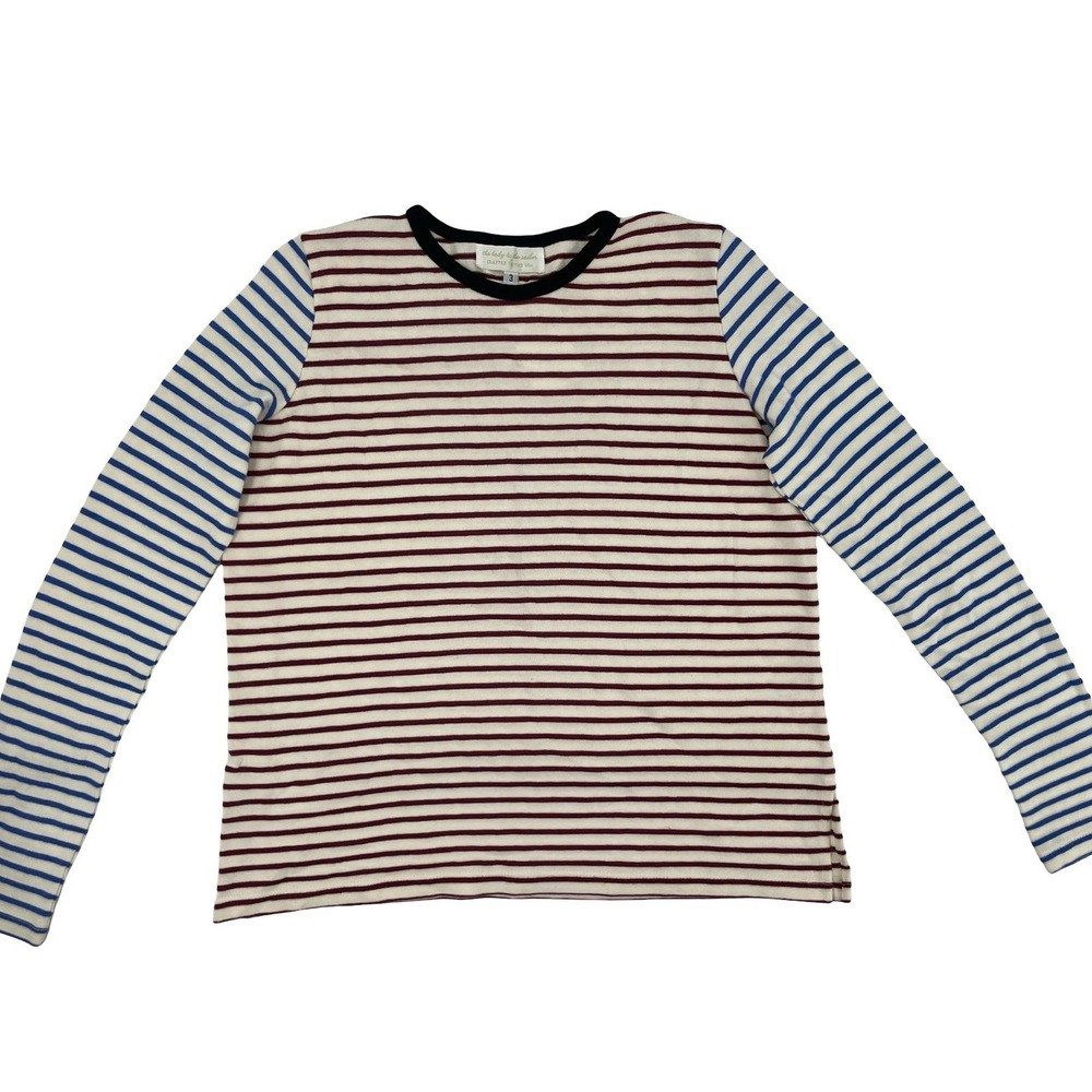 The Lady & The Sailor Women's Top Striped Burgundy Blue Cotton Size 3